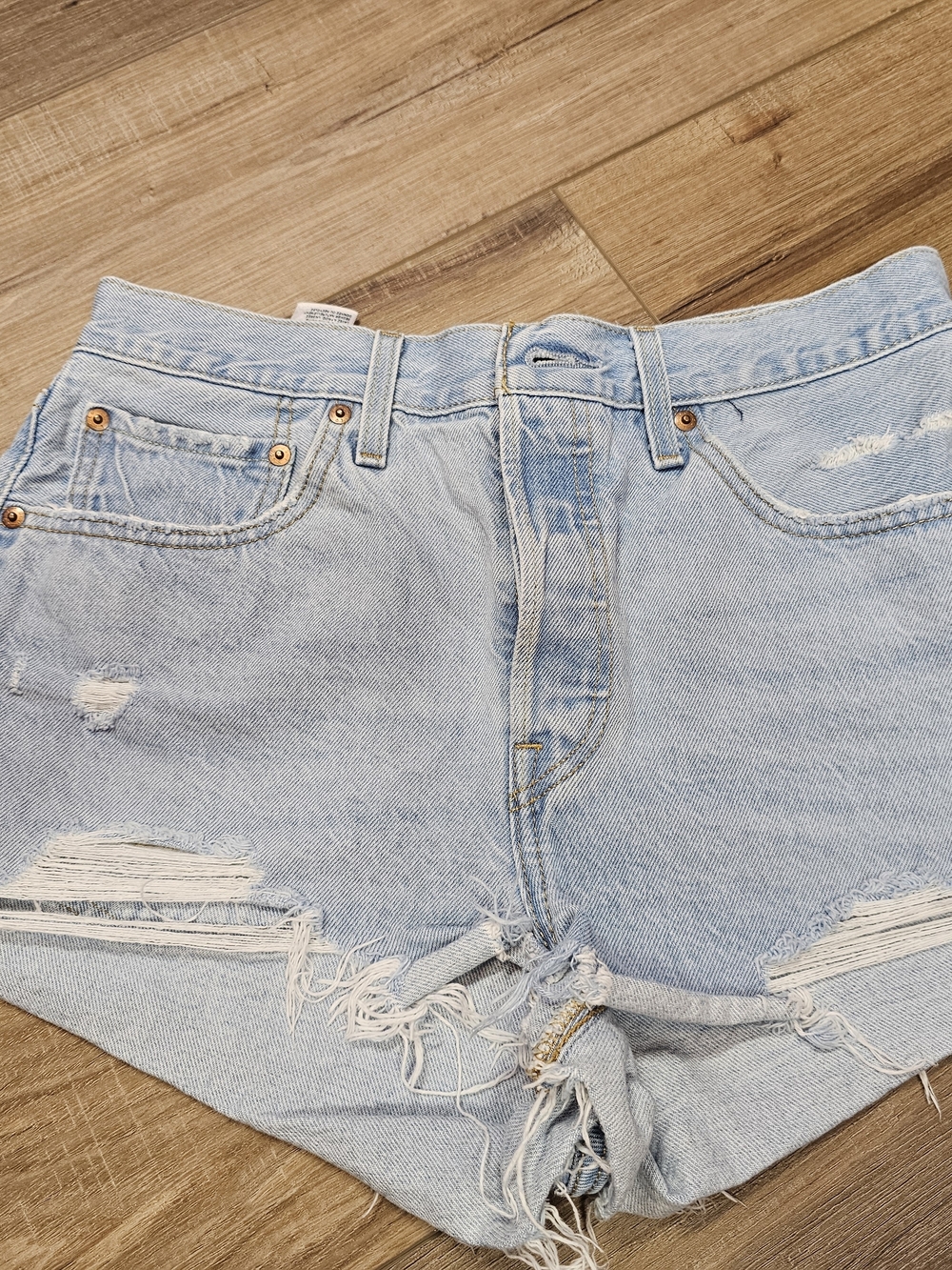Light Blue Distressed Denim Women’s Shorts